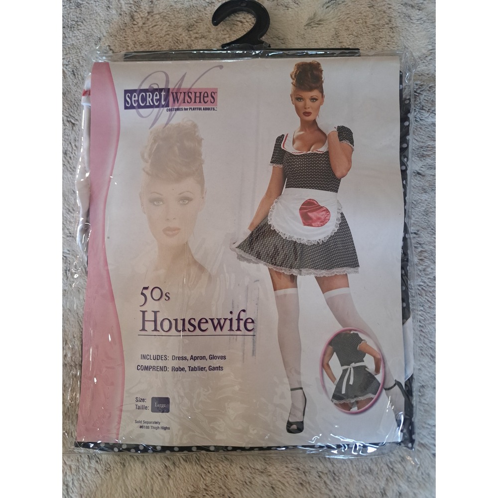 Secret Wishes 50s Lucy Housewife Costume Polka Dot Dress & Gloves Large
